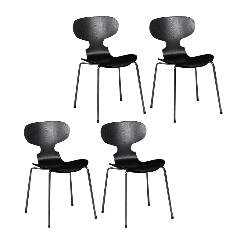 Scandinavian Wood Dining Chair Matte Finish Wingback Dining Chair (Set of 4) Black-Silver Clearhalo ' kitchen&dining_furn' 'Dining Chairs' 'Dining Tables & Seating' 'dining_chair' 'furn' 'furn_dining_chair' 'Furniture' 'furniture_dining_chair' 'Kitchen & Dining Furniture' 'kitchen' 4129933