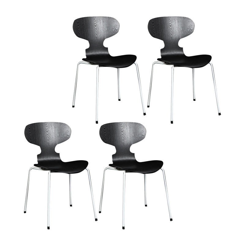 Scandinavian Wood Dining Chair Matte Finish Wingback Dining Chair (Set of 4) Black White Clearhalo ' kitchen&dining_furn' 'Dining Chairs' 'Dining Tables & Seating' 'dining_chair' 'furn' 'furn_dining_chair' 'Furniture' 'furniture_dining_chair' 'Kitchen & Dining Furniture' 'kitchen' 4129935