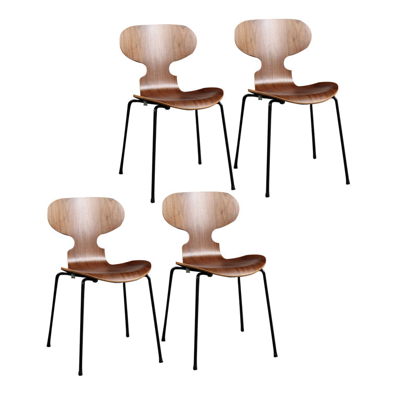 Scandinavian Wood Dining Chair Matte Finish Wingback Dining Chair (Set of 4) Walnut Clearhalo ' kitchen&dining_furn' 'Dining Chairs' 'Dining Tables & Seating' 'dining_chair' 'furn' 'furn_dining_chair' 'Furniture' 'furniture_dining_chair' 'Kitchen & Dining Furniture' 'kitchen' 4129941