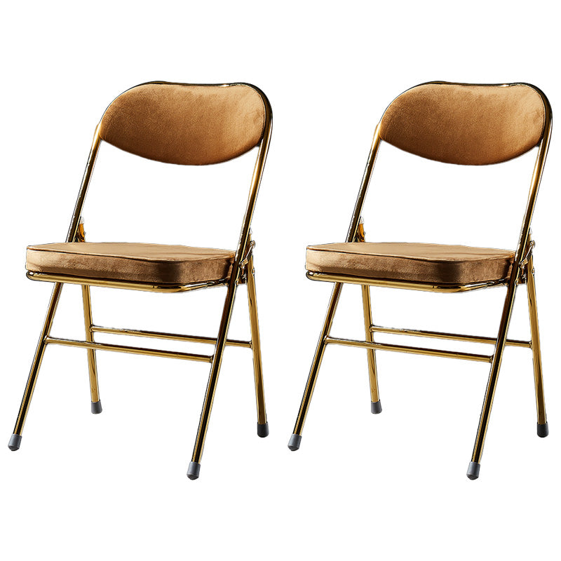 Glam Style Dining Chairs Kitchen Armless Side Chairs with Metal Legs Brown 2 Piece Set Clearhalo ' kitchen&dining_furn' 'Dining Chairs' 'Dining Tables & Seating' 'dining_chair' 'furn' 'furn_dining_chair' 'Furniture' 'furniture_dining_chair' 'Kitchen & Dining Furniture' 'kitchen' 4129945