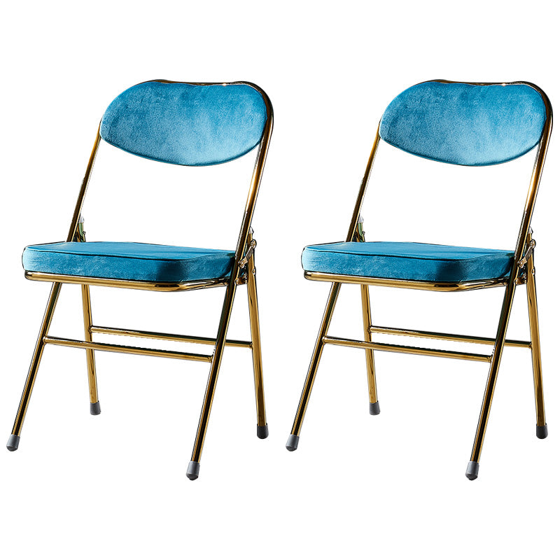 Glam Style Dining Chairs Kitchen Armless Side Chairs with Metal Legs Lake Blue 2 Piece Set Clearhalo ' kitchen&dining_furn' 'Dining Chairs' 'Dining Tables & Seating' 'dining_chair' 'furn' 'furn_dining_chair' 'Furniture' 'furniture_dining_chair' 'Kitchen & Dining Furniture' 'kitchen' 4129952