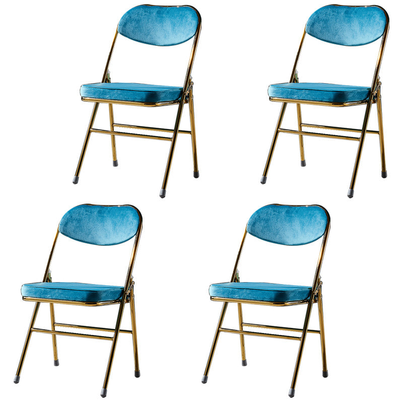 Glam Style Dining Chairs Kitchen Armless Side Chairs with Metal Legs Lake Blue 4 Piece Set Clearhalo ' kitchen&dining_furn' 'Dining Chairs' 'Dining Tables & Seating' 'dining_chair' 'furn' 'furn_dining_chair' 'Furniture' 'furniture_dining_chair' 'Kitchen & Dining Furniture' 'kitchen' 4129954