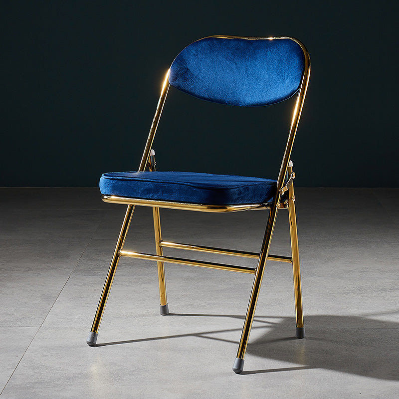 Glam Style Dining Chairs Kitchen Armless Side Chairs with Metal Legs Dark Blue 1 Piece Clearhalo ' kitchen&dining_furn' 'Dining Chairs' 'Dining Tables & Seating' 'dining_chair' 'furn' 'furn_dining_chair' 'Furniture' 'furniture_dining_chair' 'Kitchen & Dining Furniture' 'kitchen' 4129961