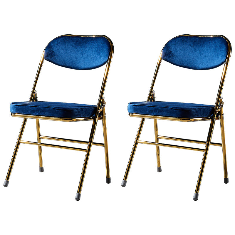 Glam Style Dining Chairs Kitchen Armless Side Chairs with Metal Legs Dark Blue 2 Piece Set Clearhalo ' kitchen&dining_furn' 'Dining Chairs' 'Dining Tables & Seating' 'dining_chair' 'furn' 'furn_dining_chair' 'Furniture' 'furniture_dining_chair' 'Kitchen & Dining Furniture' 'kitchen' 4129963