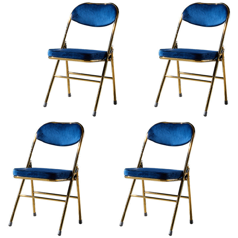 Glam Style Dining Chairs Kitchen Armless Side Chairs with Metal Legs Dark Blue 4 Piece Set Clearhalo ' kitchen&dining_furn' 'Dining Chairs' 'Dining Tables & Seating' 'dining_chair' 'furn' 'furn_dining_chair' 'Furniture' 'furniture_dining_chair' 'Kitchen & Dining Furniture' 'kitchen' 4129966