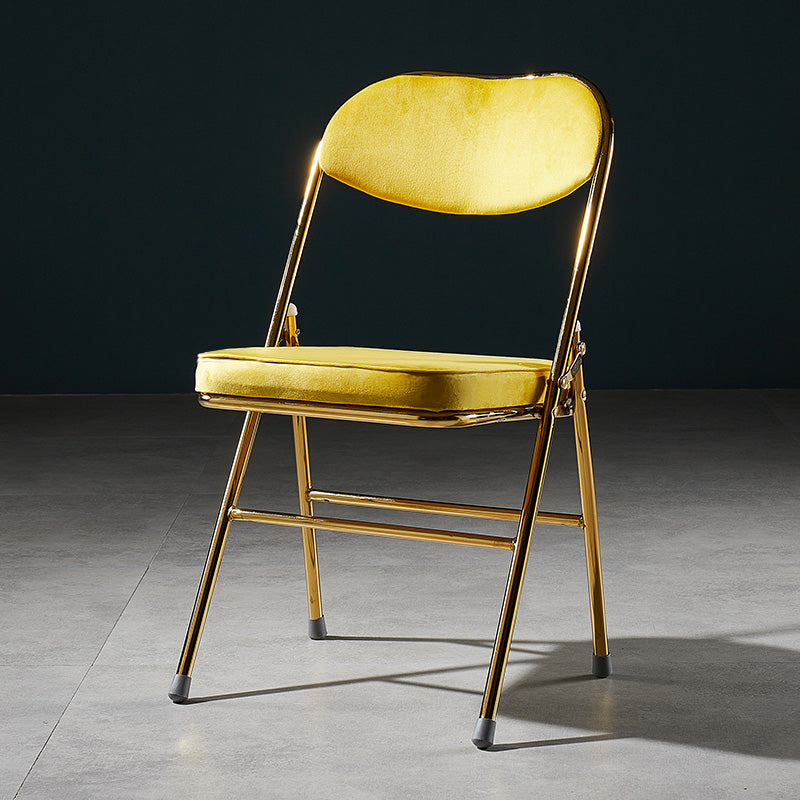 Glam Style Dining Chairs Kitchen Armless Side Chairs with Metal Legs Yellow 1 Piece Clearhalo ' kitchen&dining_furn' 'Dining Chairs' 'Dining Tables & Seating' 'dining_chair' 'furn' 'furn_dining_chair' 'Furniture' 'furniture_dining_chair' 'Kitchen & Dining Furniture' 'kitchen' 4129972