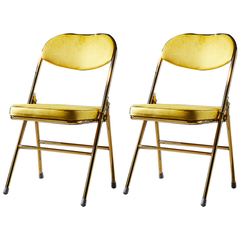Glam Style Dining Chairs Kitchen Armless Side Chairs with Metal Legs Yellow 2 Piece Set Clearhalo ' kitchen&dining_furn' 'Dining Chairs' 'Dining Tables & Seating' 'dining_chair' 'furn' 'furn_dining_chair' 'Furniture' 'furniture_dining_chair' 'Kitchen & Dining Furniture' 'kitchen' 4129973