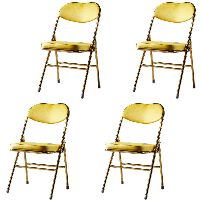 Glam Style Dining Chairs Kitchen Armless Side Chairs with Metal Legs Yellow 4 Piece Set Clearhalo ' kitchen&dining_furn' 'Dining Chairs' 'Dining Tables & Seating' 'dining_chair' 'furn' 'furn_dining_chair' 'Furniture' 'furniture_dining_chair' 'Kitchen & Dining Furniture' 'kitchen' 4129974