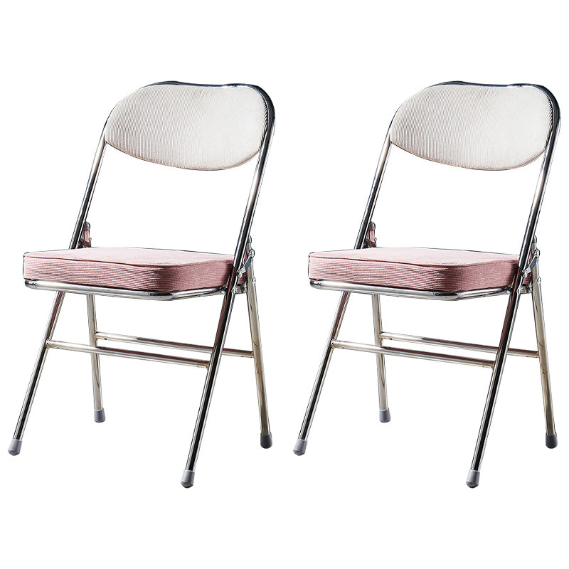 Glam Style Dining Chairs Kitchen Armless Side Chairs with Metal Legs Pink-White 2 Piece Set Clearhalo ' kitchen&dining_furn' 'Dining Chairs' 'Dining Tables & Seating' 'dining_chair' 'furn' 'furn_dining_chair' 'Furniture' 'furniture_dining_chair' 'Kitchen & Dining Furniture' 'kitchen' 4129976