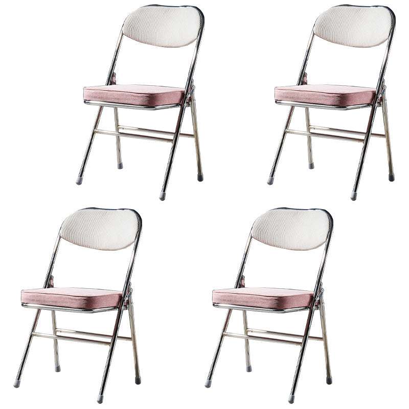 Glam Style Dining Chairs Kitchen Armless Side Chairs with Metal Legs Pink-White 4 Piece Set Clearhalo ' kitchen&dining_furn' 'Dining Chairs' 'Dining Tables & Seating' 'dining_chair' 'furn' 'furn_dining_chair' 'Furniture' 'furniture_dining_chair' 'Kitchen & Dining Furniture' 'kitchen' 4129977