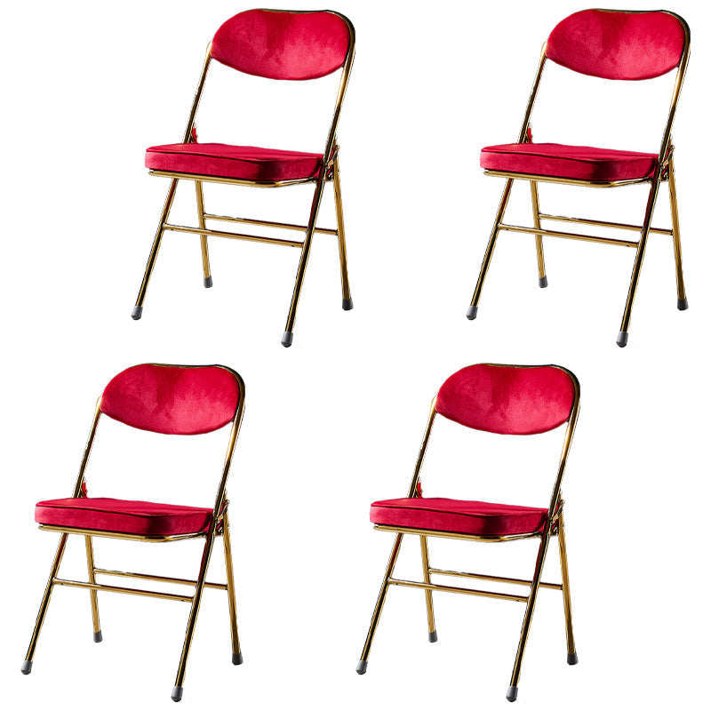 Glam Style Dining Chairs Kitchen Armless Side Chairs with Metal Legs Light Red 4 Piece Set Clearhalo ' kitchen&dining_furn' 'Dining Chairs' 'Dining Tables & Seating' 'dining_chair' 'furn' 'furn_dining_chair' 'Furniture' 'furniture_dining_chair' 'Kitchen & Dining Furniture' 'kitchen' 4129983