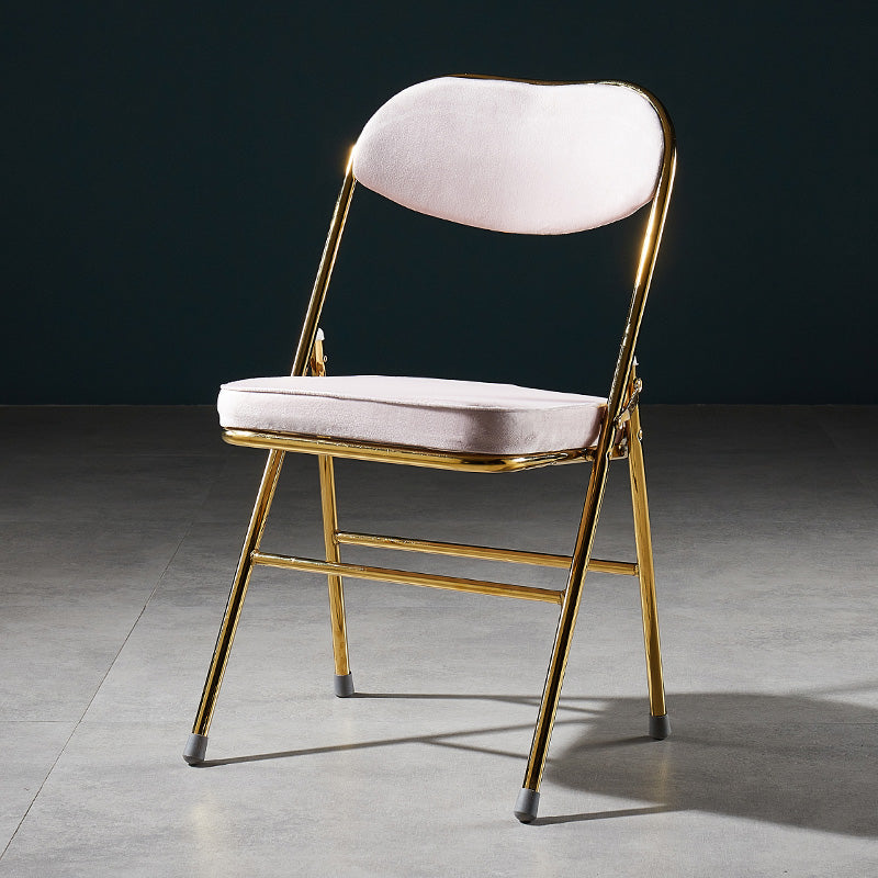 Glam Style Dining Chairs Kitchen Armless Side Chairs with Metal Legs Nude Pink 1 Piece Clearhalo ' kitchen&dining_furn' 'Dining Chairs' 'Dining Tables & Seating' 'dining_chair' 'furn' 'furn_dining_chair' 'Furniture' 'furniture_dining_chair' 'Kitchen & Dining Furniture' 'kitchen' 4129984