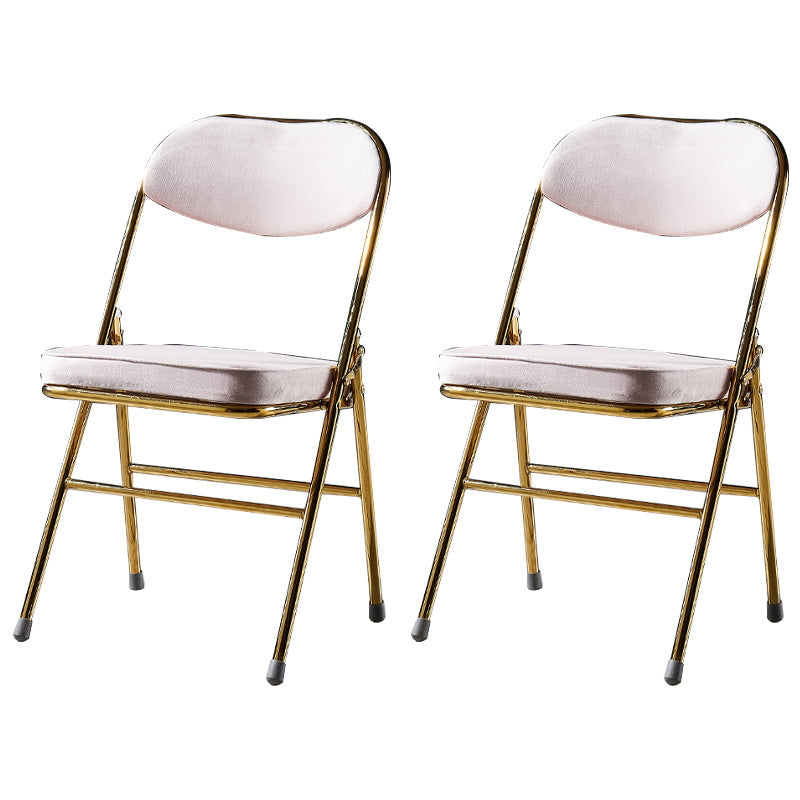 Glam Style Dining Chairs Kitchen Armless Side Chairs with Metal Legs Nude Pink 2 Piece Set Clearhalo ' kitchen&dining_furn' 'Dining Chairs' 'Dining Tables & Seating' 'dining_chair' 'furn' 'furn_dining_chair' 'Furniture' 'furniture_dining_chair' 'Kitchen & Dining Furniture' 'kitchen' 4129985