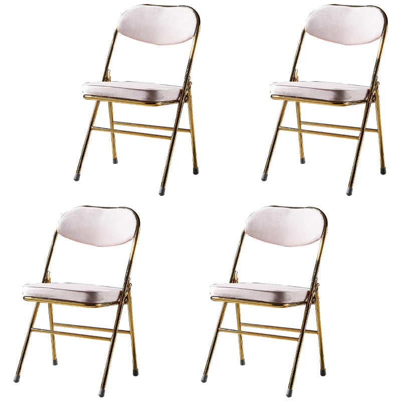 Glam Style Dining Chairs Kitchen Armless Side Chairs with Metal Legs Nude Pink 4 Piece Set Clearhalo ' kitchen&dining_furn' 'Dining Chairs' 'Dining Tables & Seating' 'dining_chair' 'furn' 'furn_dining_chair' 'Furniture' 'furniture_dining_chair' 'Kitchen & Dining Furniture' 'kitchen' 4129986