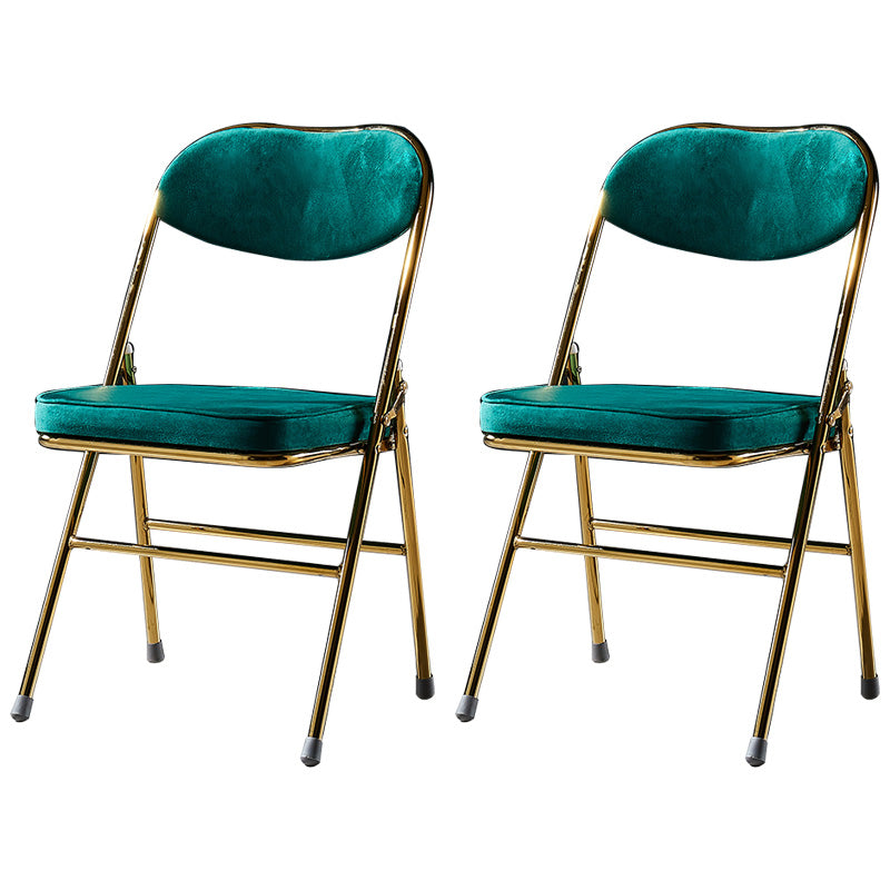 Glam Style Dining Chairs Kitchen Armless Side Chairs with Metal Legs Lake Green 2 Piece Set Clearhalo ' kitchen&dining_furn' 'Dining Chairs' 'Dining Tables & Seating' 'dining_chair' 'furn' 'furn_dining_chair' 'Furniture' 'furniture_dining_chair' 'Kitchen & Dining Furniture' 'kitchen' 4129991