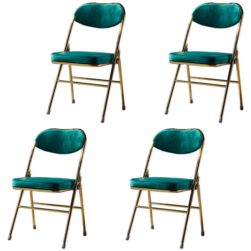 Glam Style Dining Chairs Kitchen Armless Side Chairs with Metal Legs Lake Green 4 Piece Set Clearhalo ' kitchen&dining_furn' 'Dining Chairs' 'Dining Tables & Seating' 'dining_chair' 'furn' 'furn_dining_chair' 'Furniture' 'furniture_dining_chair' 'Kitchen & Dining Furniture' 'kitchen' 4129992