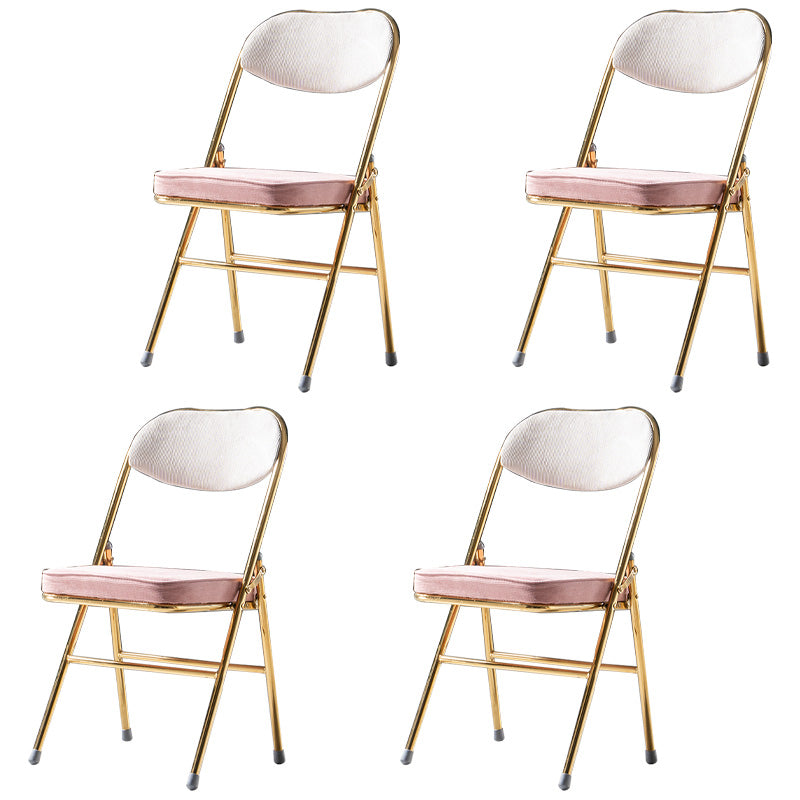 Glam Style Dining Chairs Kitchen Armless Side Chairs with Metal Legs Pink 4 Piece Set Clearhalo ' kitchen&dining_furn' 'Dining Chairs' 'Dining Tables & Seating' 'dining_chair' 'furn' 'furn_dining_chair' 'Furniture' 'furniture_dining_chair' 'Kitchen & Dining Furniture' 'kitchen' 4129995