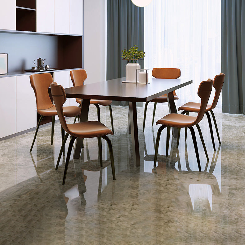 Modern Style Home Side Chair Wingback Metal Upholstered Single Dining Room Chair Clearhalo ' kitchen&dining_furn' 'Dining Chairs' 'Dining Tables & Seating' 'dining_chair' 'furn' 'furn_dining_chair' 'Furniture' 'furniture_dining_chair' 'Kitchen & Dining Furniture' 'kitchen' 4130016