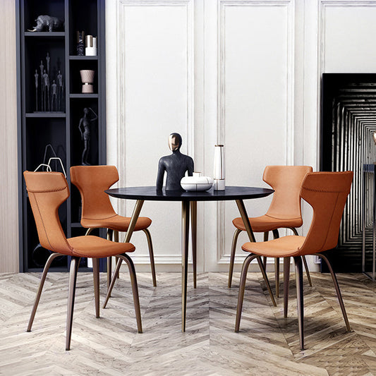 Modern Style Home Side Chair Wingback Metal Upholstered Single Dining Room Chair Clearhalo ' kitchen&dining_furn' 'Dining Chairs' 'Dining Tables & Seating' 'dining_chair' 'furn' 'furn_dining_chair' 'Furniture' 'furniture_dining_chair' 'Kitchen & Dining Furniture' 'kitchen' 4130025