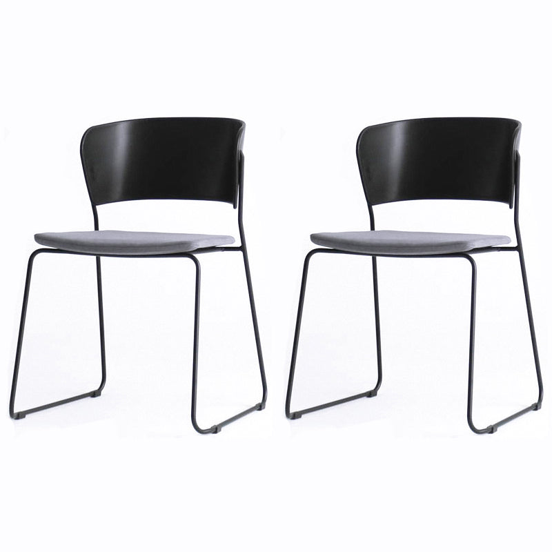 Matte Finish Industrial Dining Side Chair Open Back Plastic Dining Chair Dark Gray-Black 2 Piece Set Clearhalo ' kitchen&dining_furn' 'Dining Chairs' 'Dining Tables & Seating' 'dining_chair' 'furn' 'furn_dining_chair' 'Furniture' 'furniture_dining_chair' 'Kitchen & Dining Furniture' 'kitchen' 4130083