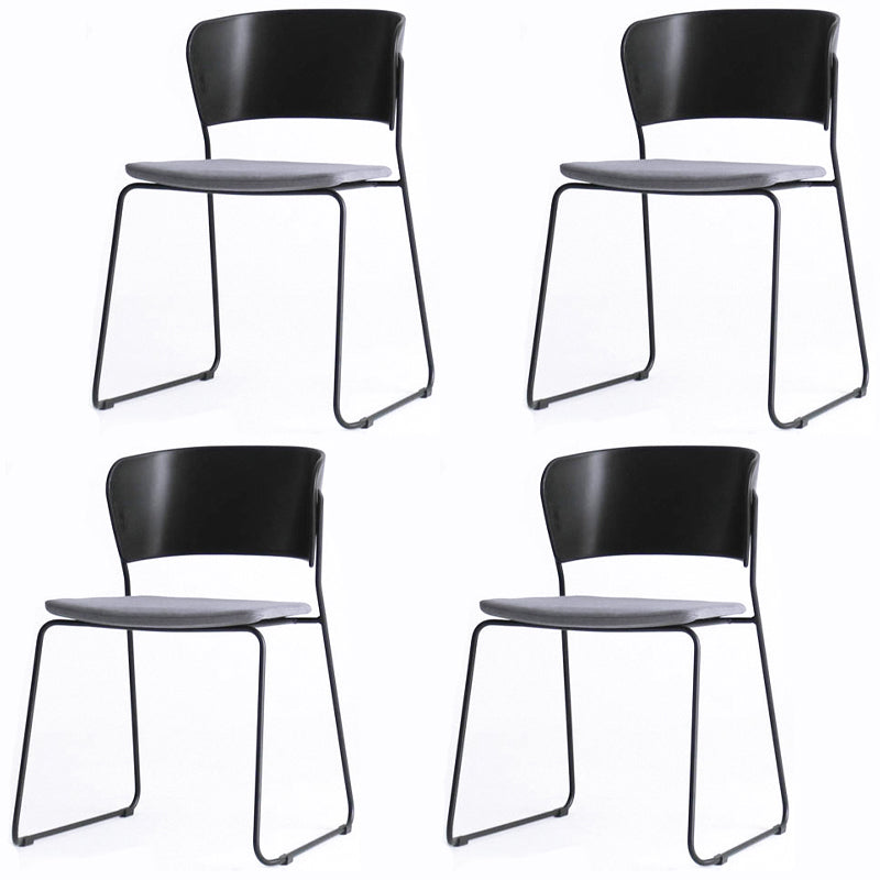 Matte Finish Industrial Dining Side Chair Open Back Plastic Dining Chair Dark Gray-Black 4 Piece Set Clearhalo ' kitchen&dining_furn' 'Dining Chairs' 'Dining Tables & Seating' 'dining_chair' 'furn' 'furn_dining_chair' 'Furniture' 'furniture_dining_chair' 'Kitchen & Dining Furniture' 'kitchen' 4130085