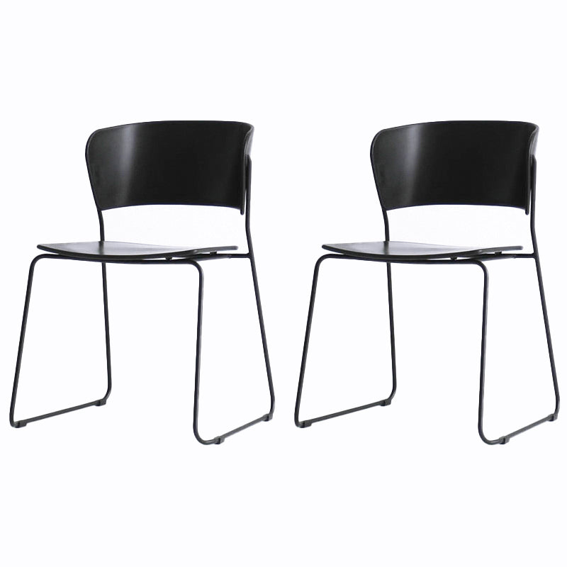 Matte Finish Industrial Dining Side Chair Open Back Plastic Dining Chair Black 2 Piece Set Clearhalo ' kitchen&dining_furn' 'Dining Chairs' 'Dining Tables & Seating' 'dining_chair' 'furn' 'furn_dining_chair' 'Furniture' 'furniture_dining_chair' 'Kitchen & Dining Furniture' 'kitchen' 4130090