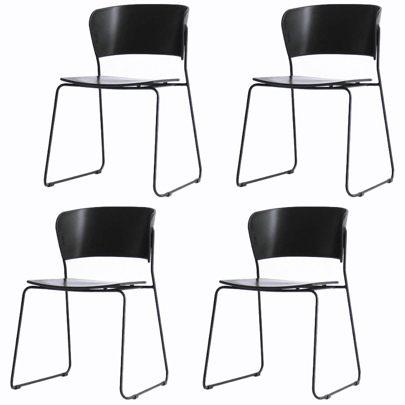 Matte Finish Industrial Dining Side Chair Open Back Plastic Dining Chair Black 4 Piece Set Clearhalo ' kitchen&dining_furn' 'Dining Chairs' 'Dining Tables & Seating' 'dining_chair' 'furn' 'furn_dining_chair' 'Furniture' 'furniture_dining_chair' 'Kitchen & Dining Furniture' 'kitchen' 4130092
