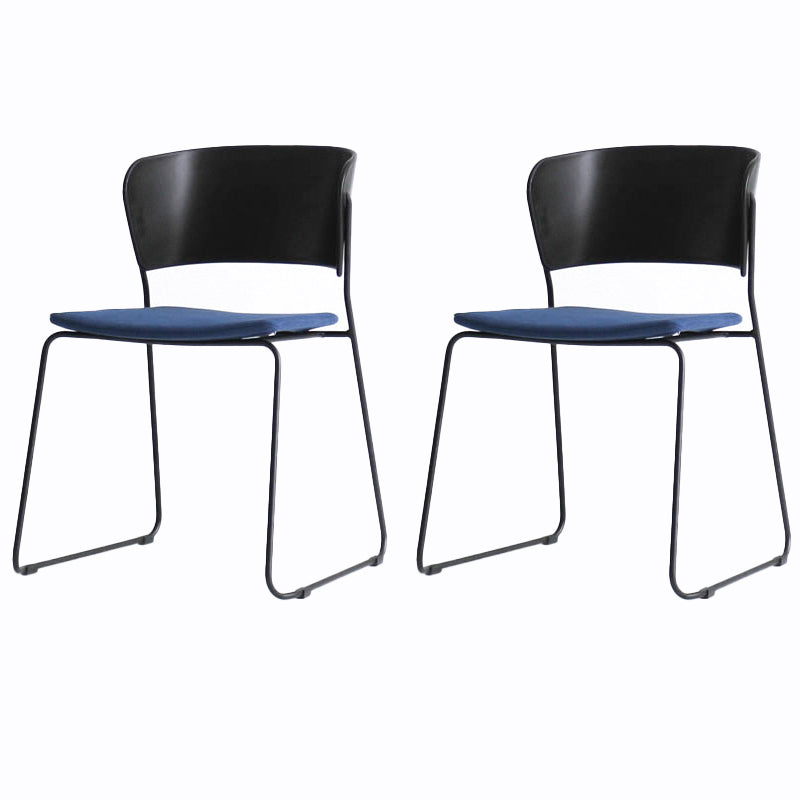 Matte Finish Industrial Dining Side Chair Open Back Plastic Dining Chair Black-Blue 2 Piece Set Clearhalo ' kitchen&dining_furn' 'Dining Chairs' 'Dining Tables & Seating' 'dining_chair' 'furn' 'furn_dining_chair' 'Furniture' 'furniture_dining_chair' 'Kitchen & Dining Furniture' 'kitchen' 4130096