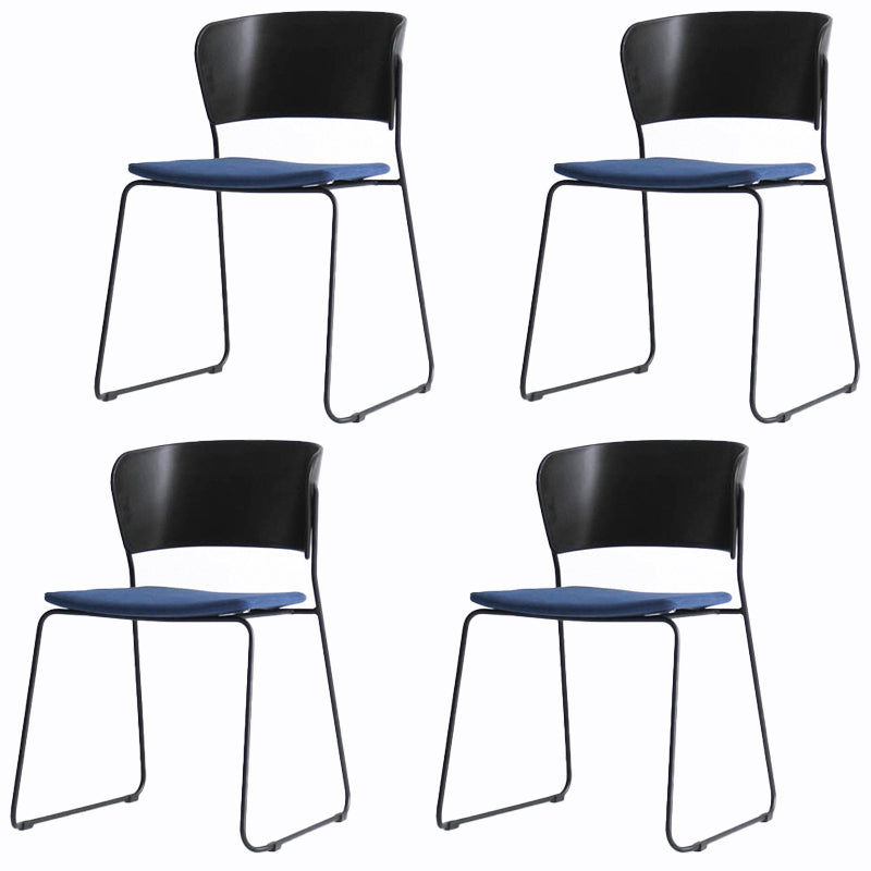Matte Finish Industrial Dining Side Chair Open Back Plastic Dining Chair Black-Blue 4 Piece Set Clearhalo ' kitchen&dining_furn' 'Dining Chairs' 'Dining Tables & Seating' 'dining_chair' 'furn' 'furn_dining_chair' 'Furniture' 'furniture_dining_chair' 'Kitchen & Dining Furniture' 'kitchen' 4130097