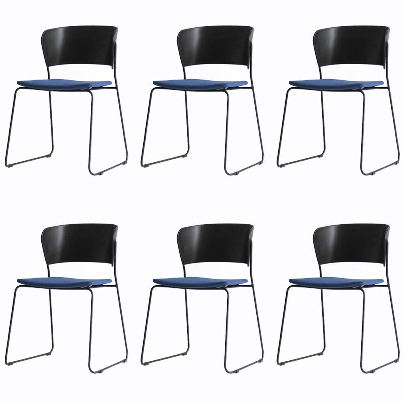 Matte Finish Industrial Dining Side Chair Open Back Plastic Dining Chair Black-Blue 6 Piece Set Clearhalo ' kitchen&dining_furn' 'Dining Chairs' 'Dining Tables & Seating' 'dining_chair' 'furn' 'furn_dining_chair' 'Furniture' 'furniture_dining_chair' 'Kitchen & Dining Furniture' 'kitchen' 4130100