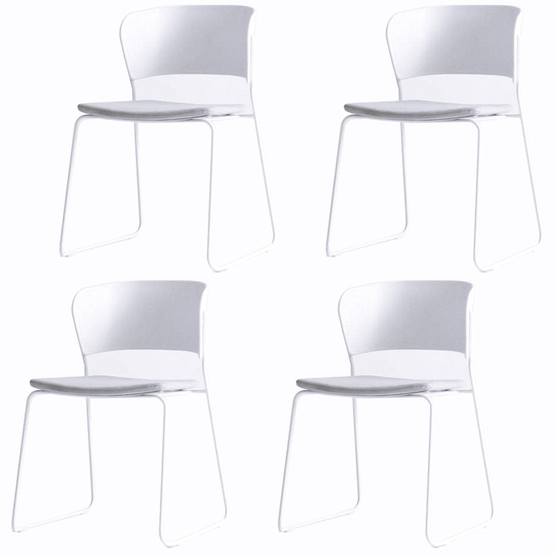 Matte Finish Industrial Dining Side Chair Open Back Plastic Dining Chair White-Gray 4 Piece Set Clearhalo ' kitchen&dining_furn' 'Dining Chairs' 'Dining Tables & Seating' 'dining_chair' 'furn' 'furn_dining_chair' 'Furniture' 'furniture_dining_chair' 'Kitchen & Dining Furniture' 'kitchen' 4130103