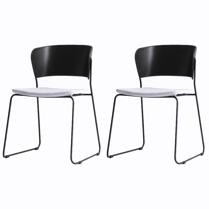 Matte Finish Industrial Dining Side Chair Open Back Plastic Dining Chair Black-Gray 2 Piece Set Clearhalo ' kitchen&dining_furn' 'Dining Chairs' 'Dining Tables & Seating' 'dining_chair' 'furn' 'furn_dining_chair' 'Furniture' 'furniture_dining_chair' 'Kitchen & Dining Furniture' 'kitchen' 4130115