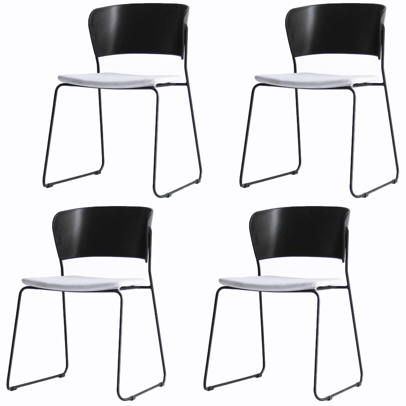 Matte Finish Industrial Dining Side Chair Open Back Plastic Dining Chair Black-Gray 4 Piece Set Clearhalo ' kitchen&dining_furn' 'Dining Chairs' 'Dining Tables & Seating' 'dining_chair' 'furn' 'furn_dining_chair' 'Furniture' 'furniture_dining_chair' 'Kitchen & Dining Furniture' 'kitchen' 4130116