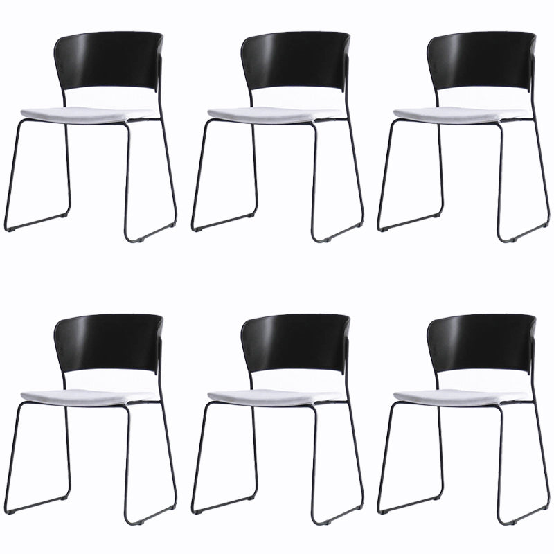 Matte Finish Industrial Dining Side Chair Open Back Plastic Dining Chair Black-Gray 6 Piece Set Clearhalo ' kitchen&dining_furn' 'Dining Chairs' 'Dining Tables & Seating' 'dining_chair' 'furn' 'furn_dining_chair' 'Furniture' 'furniture_dining_chair' 'Kitchen & Dining Furniture' 'kitchen' 4130117