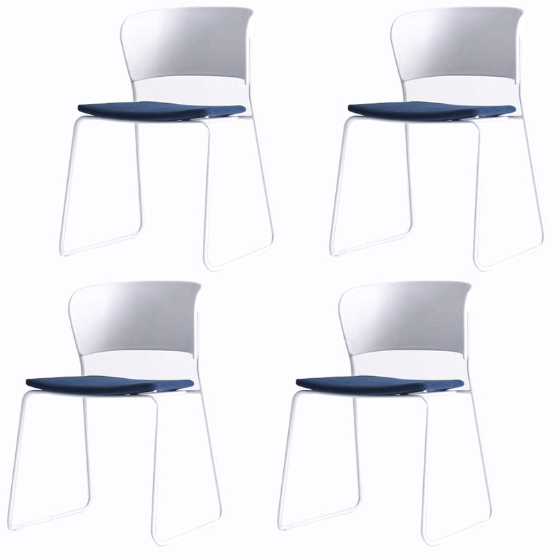 Matte Finish Industrial Dining Side Chair Open Back Plastic Dining Chair White-Blue 4 Piece Set Clearhalo ' kitchen&dining_furn' 'Dining Chairs' 'Dining Tables & Seating' 'dining_chair' 'furn' 'furn_dining_chair' 'Furniture' 'furniture_dining_chair' 'Kitchen & Dining Furniture' 'kitchen' 4130119