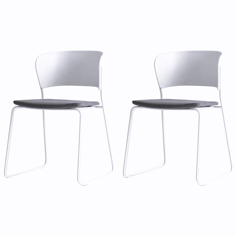Matte Finish Industrial Dining Side Chair Open Back Plastic Dining Chair Dark Gray-White 2 Piece Set Clearhalo ' kitchen&dining_furn' 'Dining Chairs' 'Dining Tables & Seating' 'dining_chair' 'furn' 'furn_dining_chair' 'Furniture' 'furniture_dining_chair' 'Kitchen & Dining Furniture' 'kitchen' 4130121