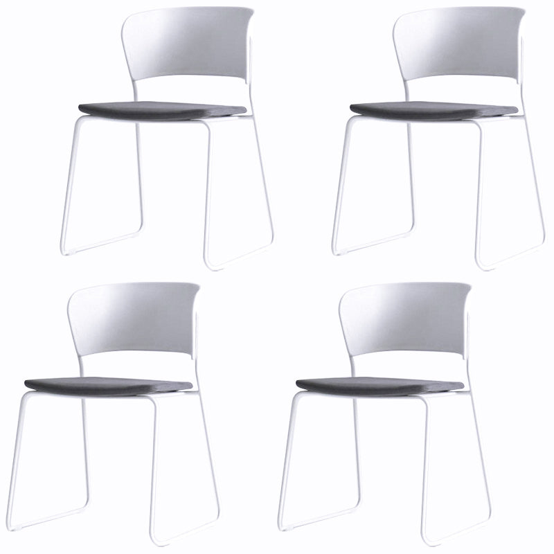 Matte Finish Industrial Dining Side Chair Open Back Plastic Dining Chair Dark Gray-White 4 Piece Set Clearhalo ' kitchen&dining_furn' 'Dining Chairs' 'Dining Tables & Seating' 'dining_chair' 'furn' 'furn_dining_chair' 'Furniture' 'furniture_dining_chair' 'Kitchen & Dining Furniture' 'kitchen' 4130122