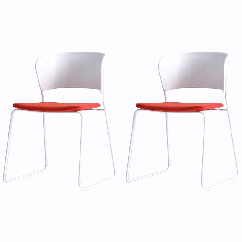 Matte Finish Industrial Dining Side Chair Open Back Plastic Dining Chair White-Red 2 Piece Set Clearhalo ' kitchen&dining_furn' 'Dining Chairs' 'Dining Tables & Seating' 'dining_chair' 'furn' 'furn_dining_chair' 'Furniture' 'furniture_dining_chair' 'Kitchen & Dining Furniture' 'kitchen' 4130124