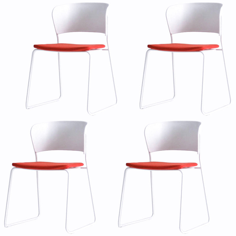 Matte Finish Industrial Dining Side Chair Open Back Plastic Dining Chair White-Red 4 Piece Set Clearhalo ' kitchen&dining_furn' 'Dining Chairs' 'Dining Tables & Seating' 'dining_chair' 'furn' 'furn_dining_chair' 'Furniture' 'furniture_dining_chair' 'Kitchen & Dining Furniture' 'kitchen' 4130125