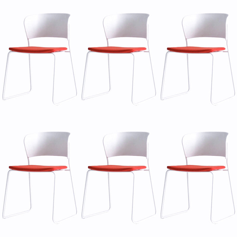 Matte Finish Industrial Dining Side Chair Open Back Plastic Dining Chair White-Red 6 Piece Set Clearhalo ' kitchen&dining_furn' 'Dining Chairs' 'Dining Tables & Seating' 'dining_chair' 'furn' 'furn_dining_chair' 'Furniture' 'furniture_dining_chair' 'Kitchen & Dining Furniture' 'kitchen' 4130126