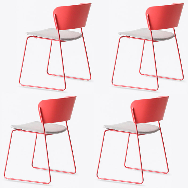 Matte Finish Industrial Dining Side Chair Open Back Plastic Dining Chair Red-Gray 4 Piece Set Clearhalo ' kitchen&dining_furn' 'Dining Chairs' 'Dining Tables & Seating' 'dining_chair' 'furn' 'furn_dining_chair' 'Furniture' 'furniture_dining_chair' 'Kitchen & Dining Furniture' 'kitchen' 4130131