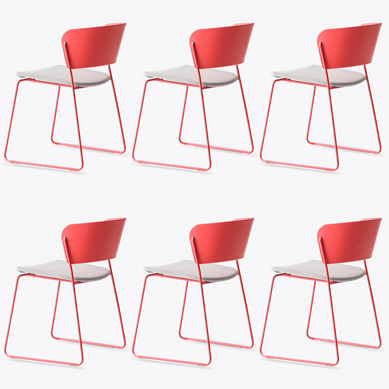Matte Finish Industrial Dining Side Chair Open Back Plastic Dining Chair Red-Gray 6 Piece Set Clearhalo ' kitchen&dining_furn' 'Dining Chairs' 'Dining Tables & Seating' 'dining_chair' 'furn' 'furn_dining_chair' 'Furniture' 'furniture_dining_chair' 'Kitchen & Dining Furniture' 'kitchen' 4130132