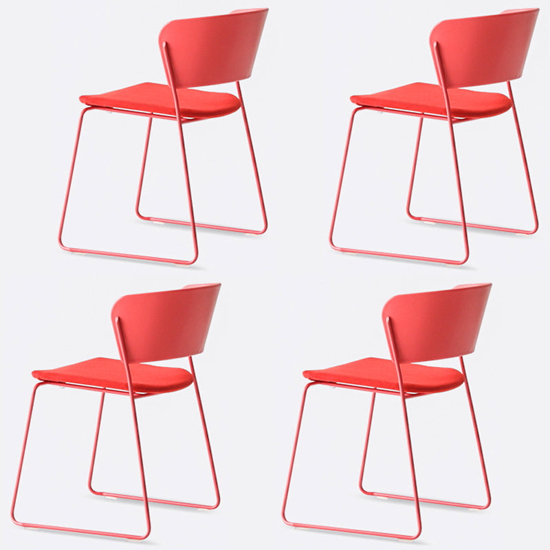 Matte Finish Industrial Dining Side Chair Open Back Plastic Dining Chair Watermelon Red 4 Piece Set Clearhalo ' kitchen&dining_furn' 'Dining Chairs' 'Dining Tables & Seating' 'dining_chair' 'furn' 'furn_dining_chair' 'Furniture' 'furniture_dining_chair' 'Kitchen & Dining Furniture' 'kitchen' 4130140
