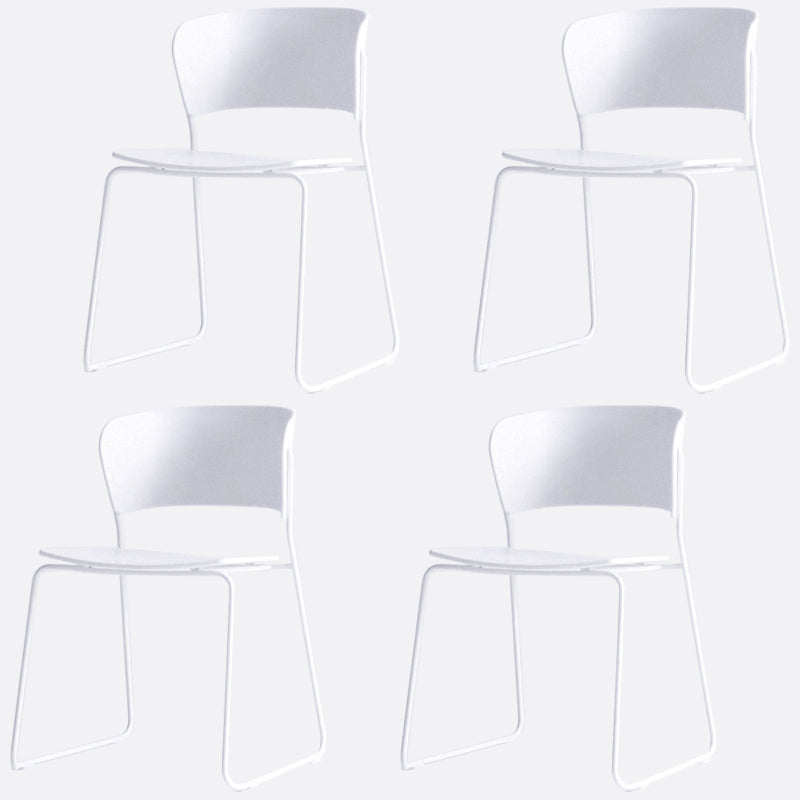 Matte Finish Industrial Dining Side Chair Open Back Plastic Dining Chair White 4 Piece Set Clearhalo ' kitchen&dining_furn' 'Dining Chairs' 'Dining Tables & Seating' 'dining_chair' 'furn' 'furn_dining_chair' 'Furniture' 'furniture_dining_chair' 'Kitchen & Dining Furniture' 'kitchen' 4130143