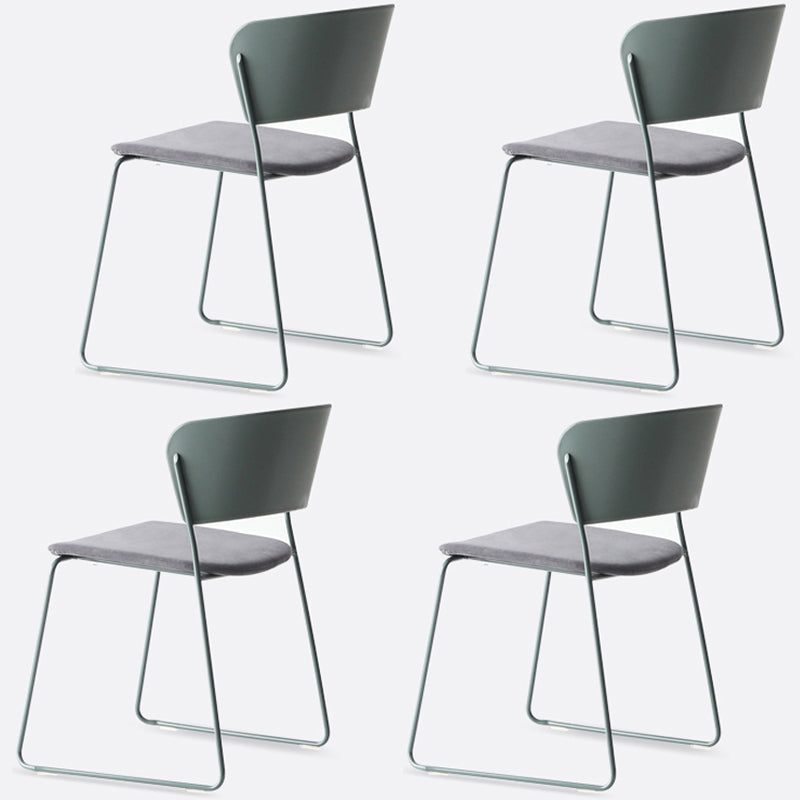 Matte Finish Industrial Dining Side Chair Open Back Plastic Dining Chair Pewter 4 Piece Set Clearhalo ' kitchen&dining_furn' 'Dining Chairs' 'Dining Tables & Seating' 'dining_chair' 'furn' 'furn_dining_chair' 'Furniture' 'furniture_dining_chair' 'Kitchen & Dining Furniture' 'kitchen' 4130146