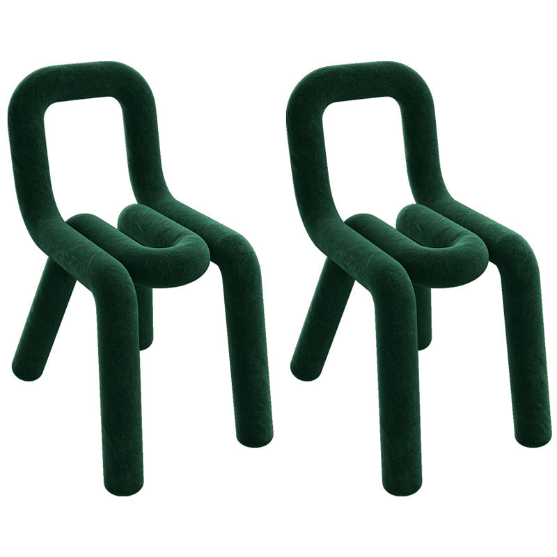 Contemporary Style Dining Chairs Armless Side Chairs with Metal Legs (Set of 2) Blackish Green Clearhalo ' kitchen&dining_furn' 'Dining Chairs' 'Dining Tables & Seating' 'dining_chair' 'furn' 'furn_dining_chair' 'Furniture' 'furniture_dining_chair' 'Kitchen & Dining Furniture' 'kitchen' 4130150