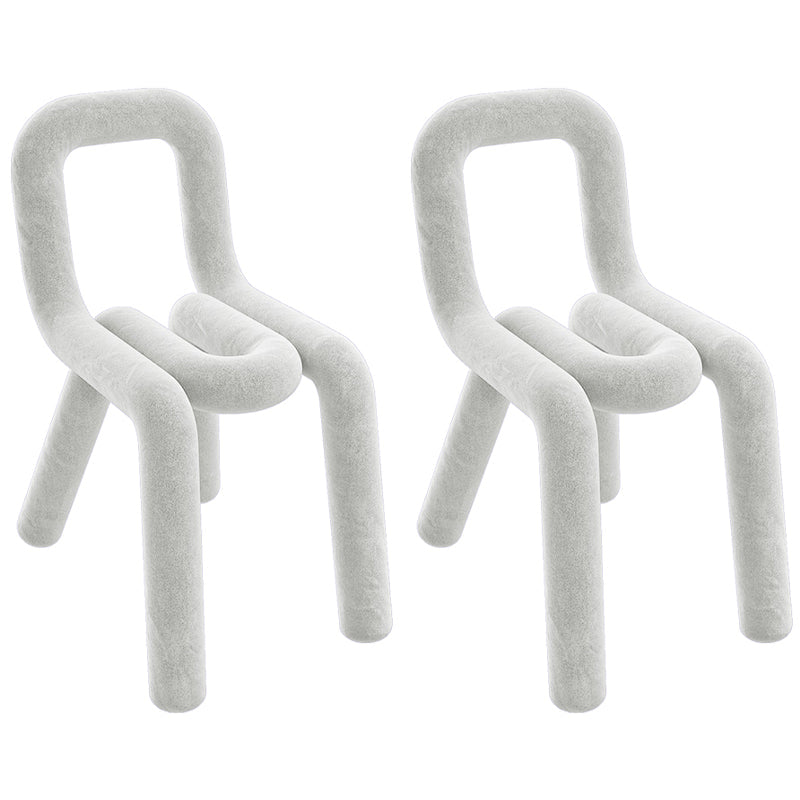 Contemporary Style Dining Chairs Armless Side Chairs with Metal Legs (Set of 2) White Clearhalo ' kitchen&dining_furn' 'Dining Chairs' 'Dining Tables & Seating' 'dining_chair' 'furn' 'furn_dining_chair' 'Furniture' 'furniture_dining_chair' 'Kitchen & Dining Furniture' 'kitchen' 4130152