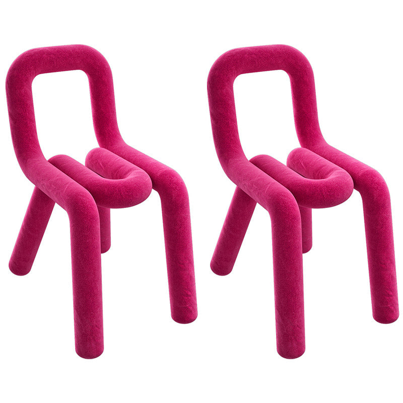 Contemporary Style Dining Chairs Armless Side Chairs with Metal Legs (Set of 2) Rose Red Clearhalo ' kitchen&dining_furn' 'Dining Chairs' 'Dining Tables & Seating' 'dining_chair' 'furn' 'furn_dining_chair' 'Furniture' 'furniture_dining_chair' 'Kitchen & Dining Furniture' 'kitchen' 4130154