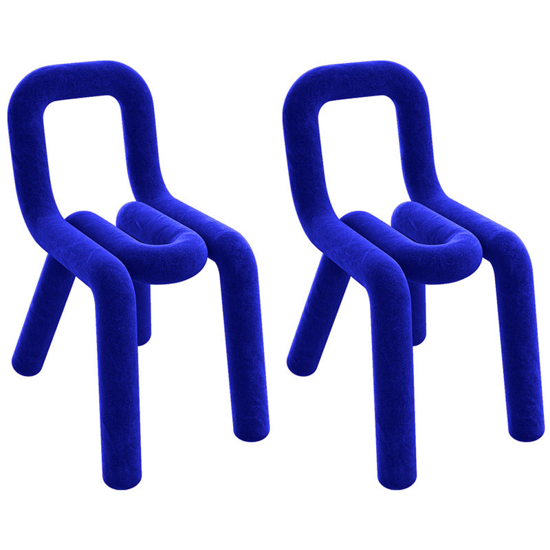 Contemporary Style Dining Chairs Armless Side Chairs with Metal Legs (Set of 2) Dark Blue Clearhalo ' kitchen&dining_furn' 'Dining Chairs' 'Dining Tables & Seating' 'dining_chair' 'furn' 'furn_dining_chair' 'Furniture' 'furniture_dining_chair' 'Kitchen & Dining Furniture' 'kitchen' 4130155