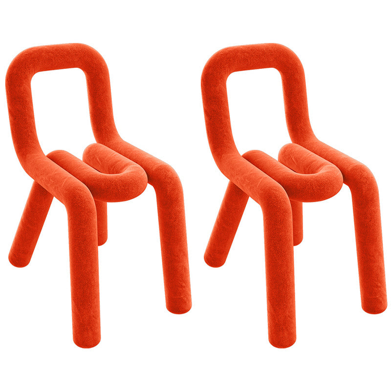 Contemporary Style Dining Chairs Armless Side Chairs with Metal Legs (Set of 2) Orange Clearhalo ' kitchen&dining_furn' 'Dining Chairs' 'Dining Tables & Seating' 'dining_chair' 'furn' 'furn_dining_chair' 'Furniture' 'furniture_dining_chair' 'Kitchen & Dining Furniture' 'kitchen' 4130157